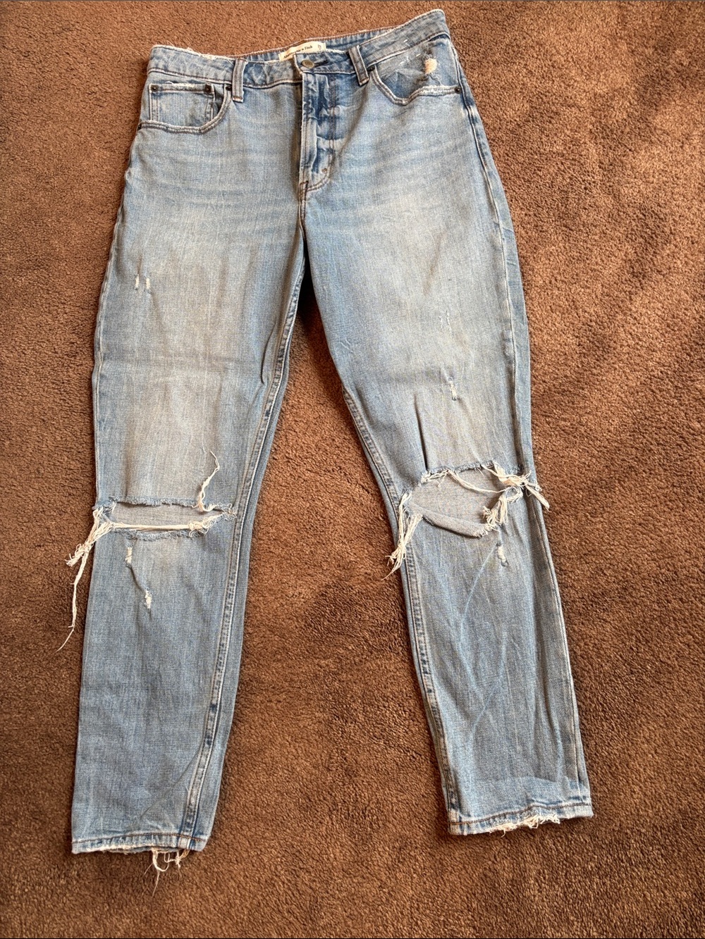 Abercrombie & Fitch the skinny high rise curve love destructed jeans